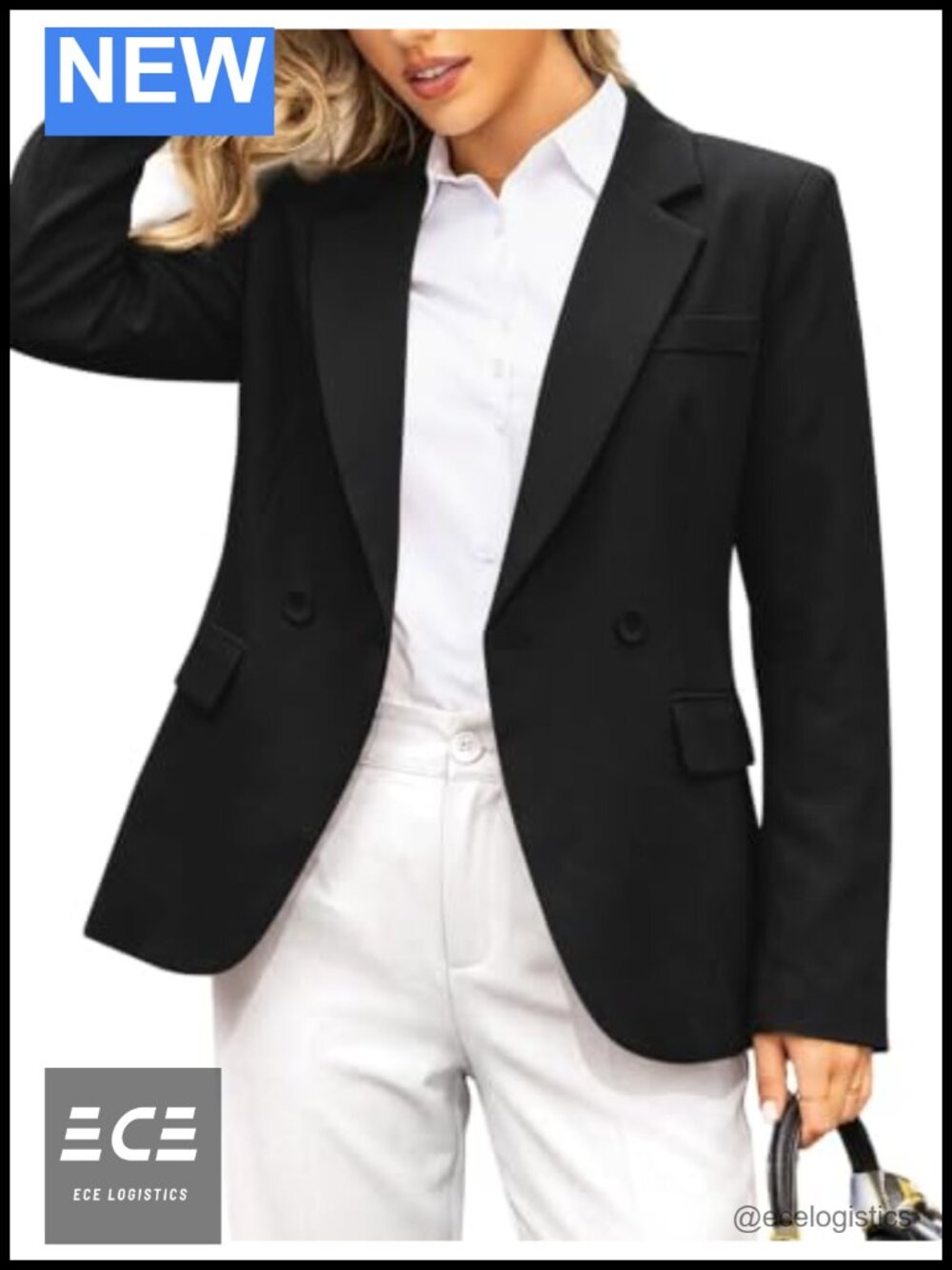 Womens Tailored Blazer Notch Lapel Long Sleeve Office Work Jacket